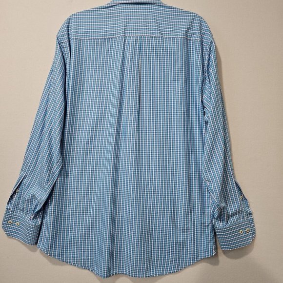 Peter Millar Shirt Mens Large Blue Plaid Long Sleeve Button Up 100% Cotton - Picture 2 of 6